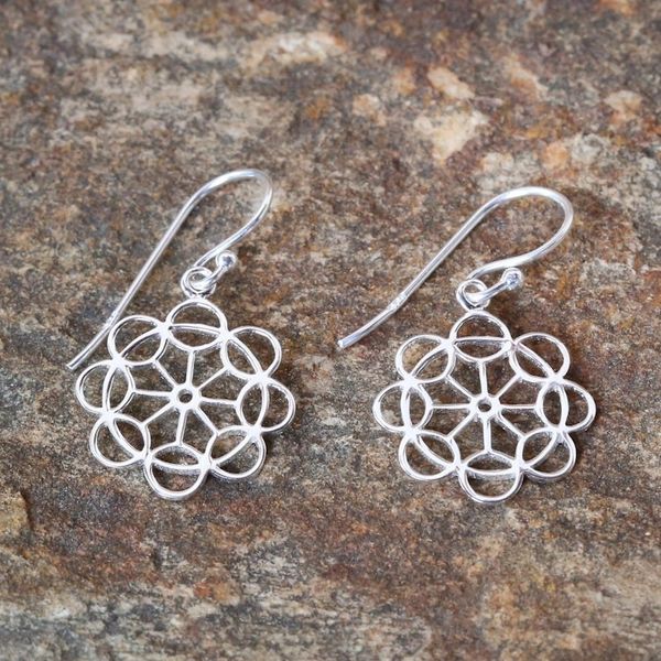 Alternate image for Handcrafted Sterling Silver Dangle Earrings from Thailand Magic Flowers
