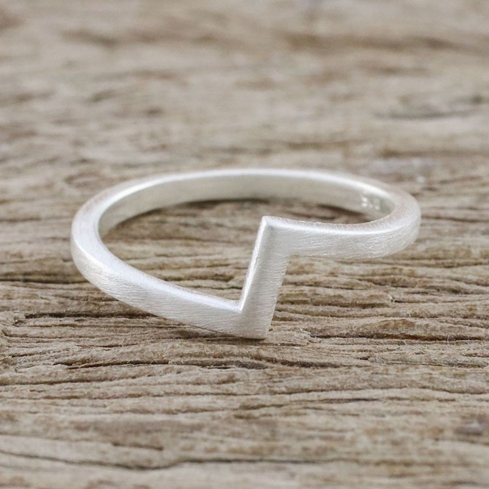 Artisan Crafted 925 Silver Mid-Finger Ring from Thailand 'Chic Design'