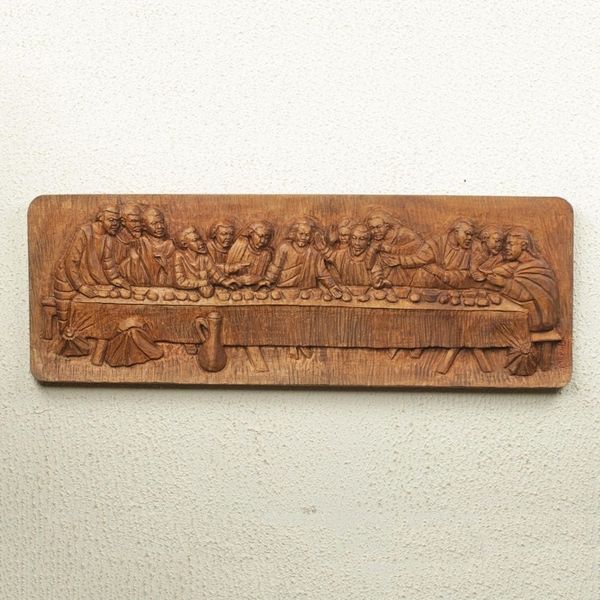 Alternate image for Christian Art Wall Sculpture Relief Panel from Ghana The Last Supper