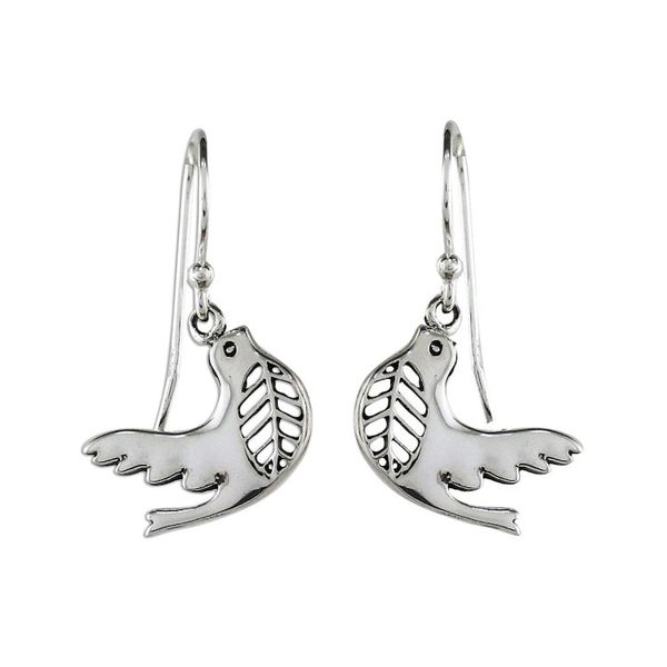 Alternate image for Dove-Shaped Sterling Silver Dangle Earrings from Thailand Free Doves