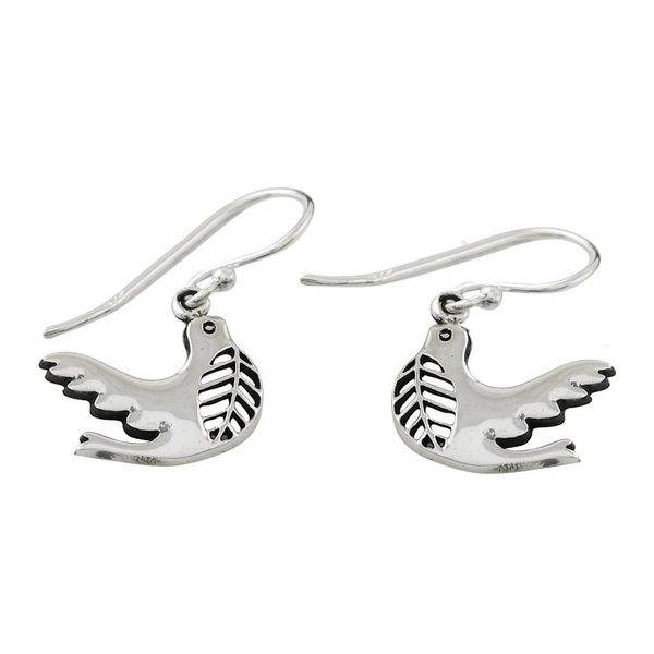 Alternate image for Dove-Shaped Sterling Silver Dangle Earrings from Thailand Free Doves