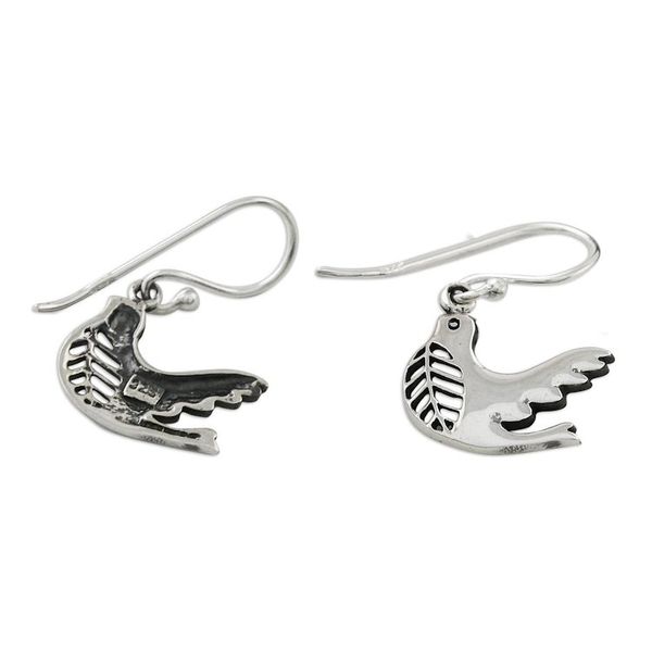 Alternate image for Dove-Shaped Sterling Silver Dangle Earrings from Thailand Free Doves
