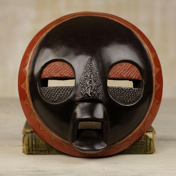 Alternate image for Handcrafted Black Sese Wood African Wall Mask from Ghana Good to Love