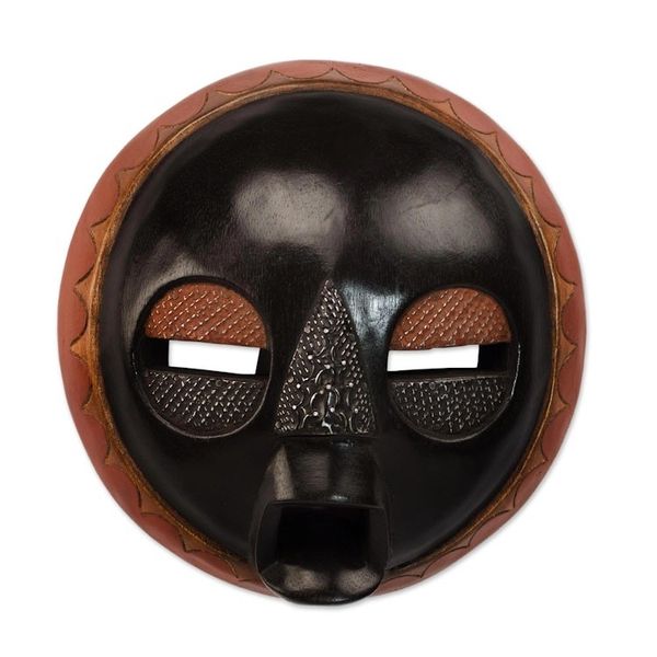 Alternate image for Handcrafted Black Sese Wood African Wall Mask from Ghana Good to Love