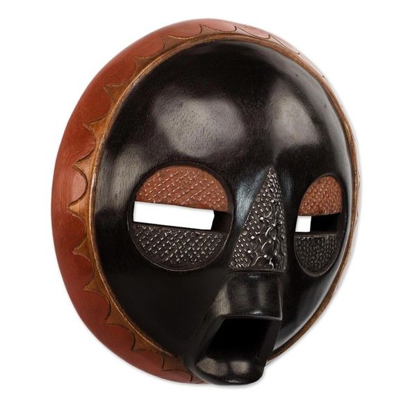 Alternate image for Handcrafted Black Sese Wood African Wall Mask from Ghana Good to Love