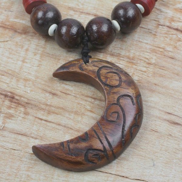 Alternate image for Wood and Recycled Plastic Beaded Pendant Necklace from Ghana Kae Me Moon