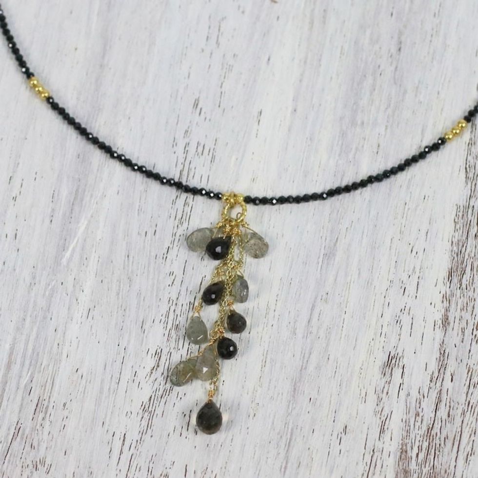 Multi-Gemstone Beaded Pendant Necklace from Thailand 'Beautiful Cavern'
