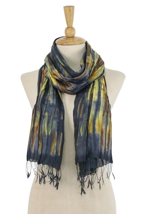 Alternate image for Handwoven Tie-Dyed Multicolored Silk Scarf from Thailand Lovely Magic