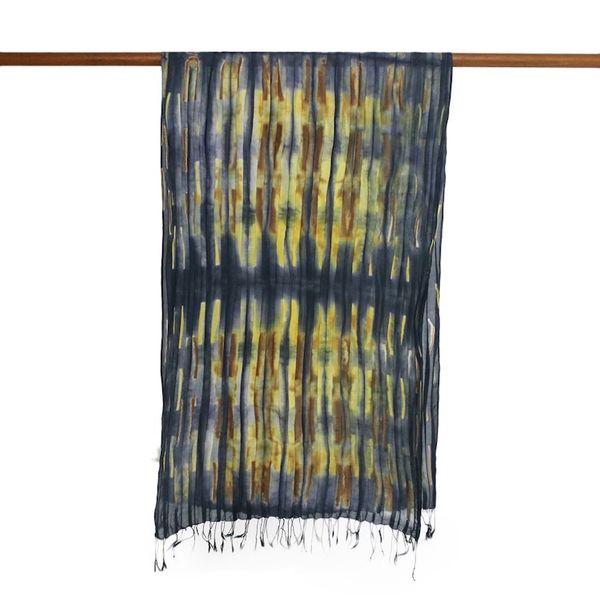 Alternate image for Handwoven Tie-Dyed Multicolored Silk Scarf from Thailand Lovely Magic
