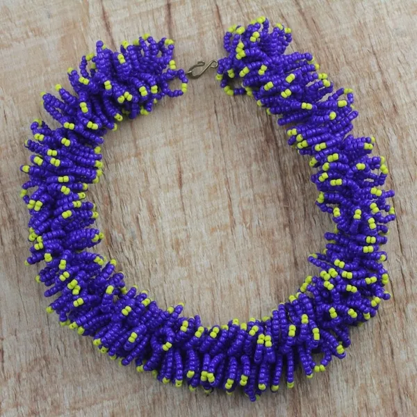 Alternate image for Handcrafted Recycled Glass Beaded Necklace Bright Universe