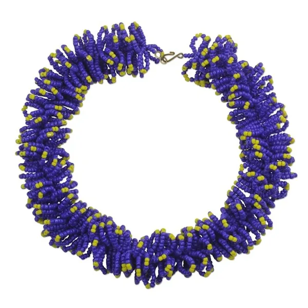 Alternate image for Handcrafted Recycled Glass Beaded Necklace Bright Universe