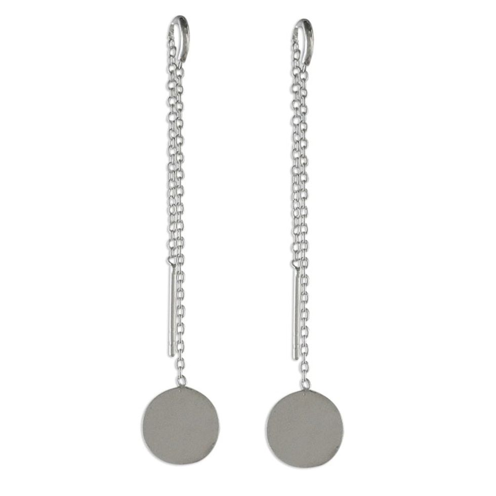 Circular Sterling Silver Threader Earrings from Thailand 'Tiny Moons'