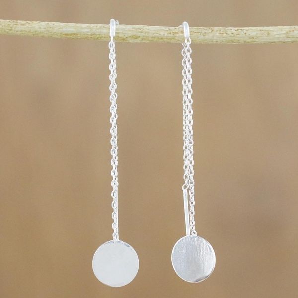 Alternate image for Circular Sterling Silver Threader Earrings from Thailand Tiny Moons