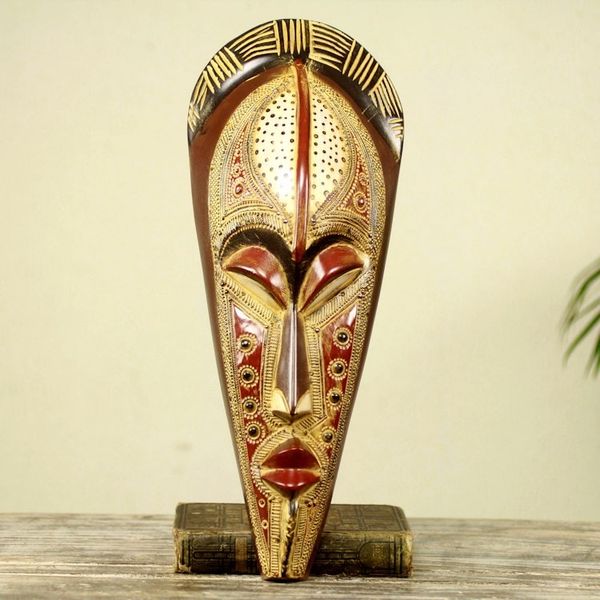 Alternate image for Hand Carved Authentic African Mask from Ghana Silence is Golden