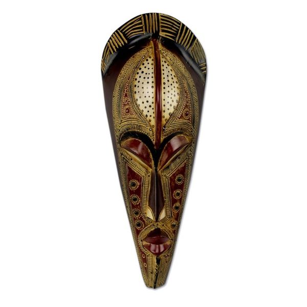 Alternate image for Hand Carved Authentic African Mask from Ghana Silence is Golden