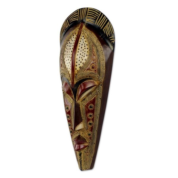 Alternate image for Hand Carved Authentic African Mask from Ghana Silence is Golden