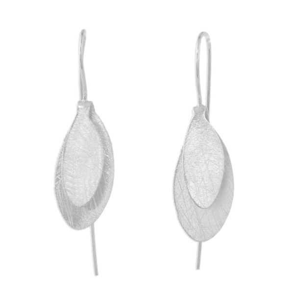 Alternate image for Handcrafted Modern Thai Sterling Silver Leaf Earrings Fluttering Foliage
