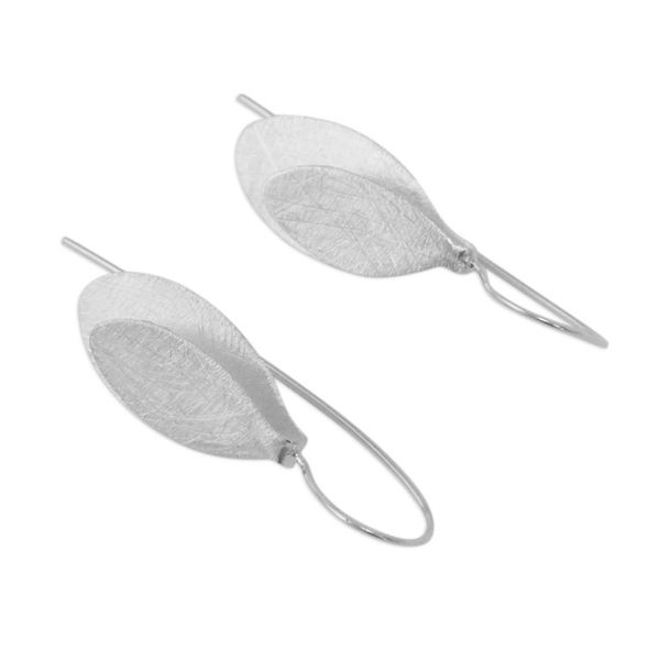 Alternate image for Handcrafted Modern Thai Sterling Silver Leaf Earrings Fluttering Foliage