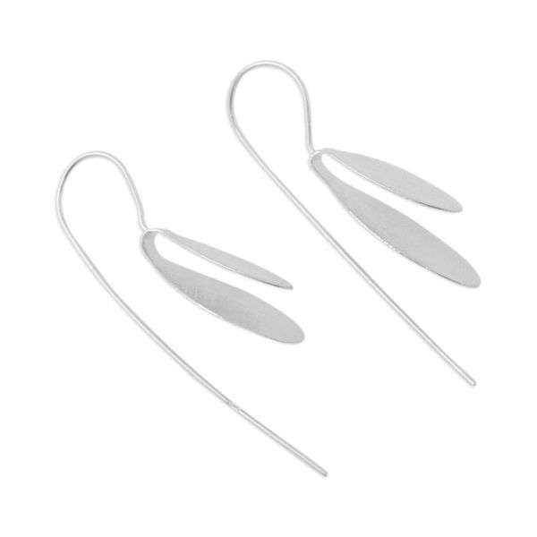 Alternate image for Handcrafted Modern Thai Sterling Silver Leaf Earrings Fluttering Foliage
