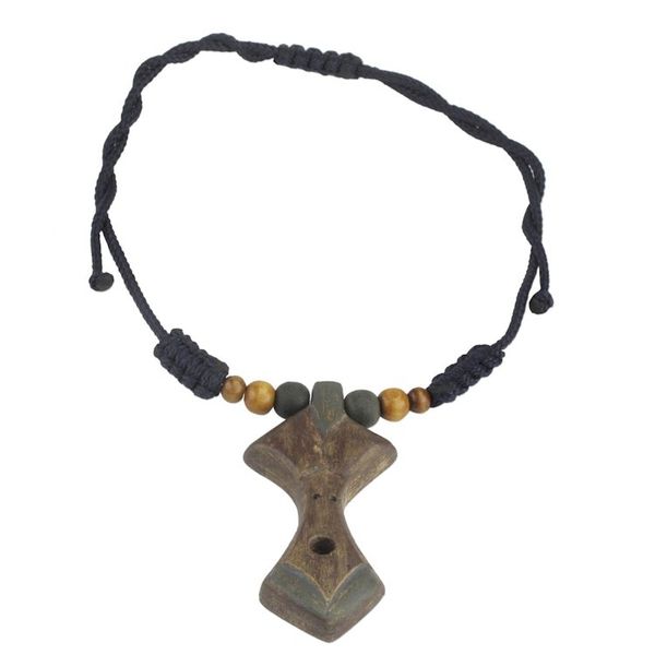 Alternate image for Adjustable Sese Wood Beaded Pendant Necklace from Ghana Akan Advice