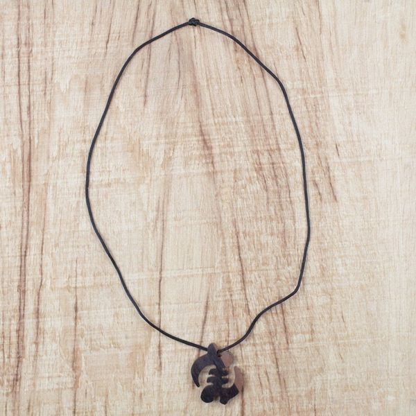 Alternate image for Ebony Wood Gye Nyame Pendant Necklace from Ghana Gye Nyame Elegance