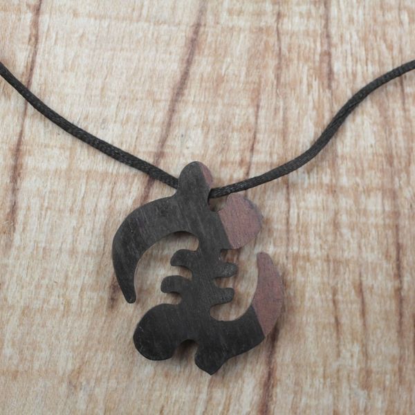 Alternate image for Ebony Wood Gye Nyame Pendant Necklace from Ghana Gye Nyame Elegance