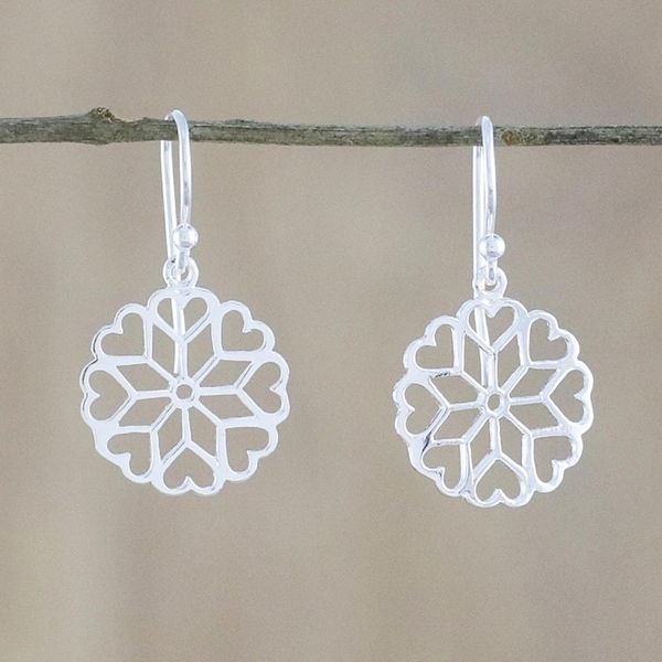 Alternate image for Sterling Silver Hearts Dangle Earrings from Thailand Frozen Hearts