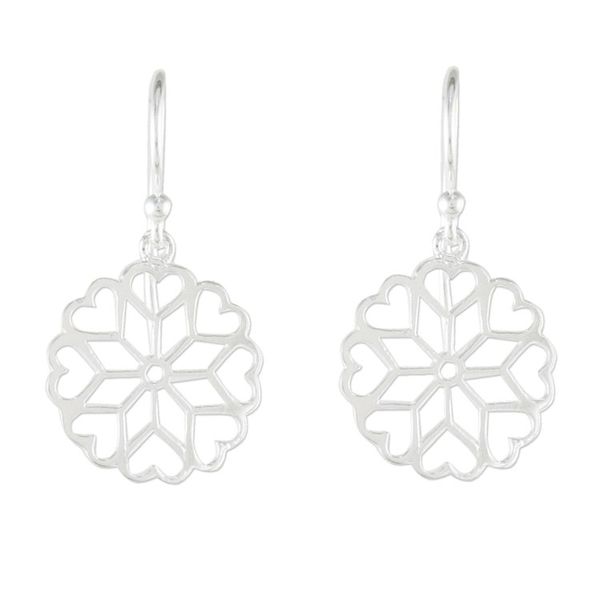 Alternate image for Sterling Silver Hearts Dangle Earrings from Thailand Frozen Hearts