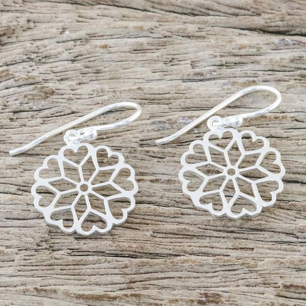 Alternate image for Sterling Silver Hearts Dangle Earrings from Thailand Frozen Hearts