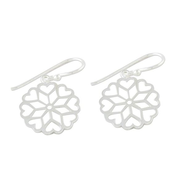 Alternate image for Sterling Silver Hearts Dangle Earrings from Thailand Frozen Hearts