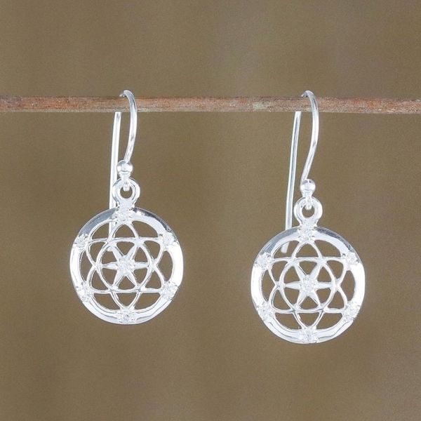Alternate image for Sterling Silver Star Dangle Earrings from Thailand Mesmerizing Stars