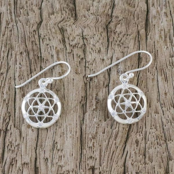 Alternate image for Sterling Silver Star Dangle Earrings from Thailand Mesmerizing Stars