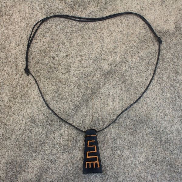 Alternate image for Long Sese Wood Pendant Necklace Hand Crafted in Ghana Nkyinkyim