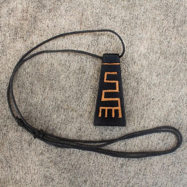 Alternate image for Long Sese Wood Pendant Necklace Hand Crafted in Ghana Nkyinkyim
