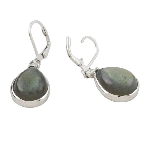 Alternate image for Classic Teardrop Shaped Labradorite Dangle Earrings Aura of Energy
