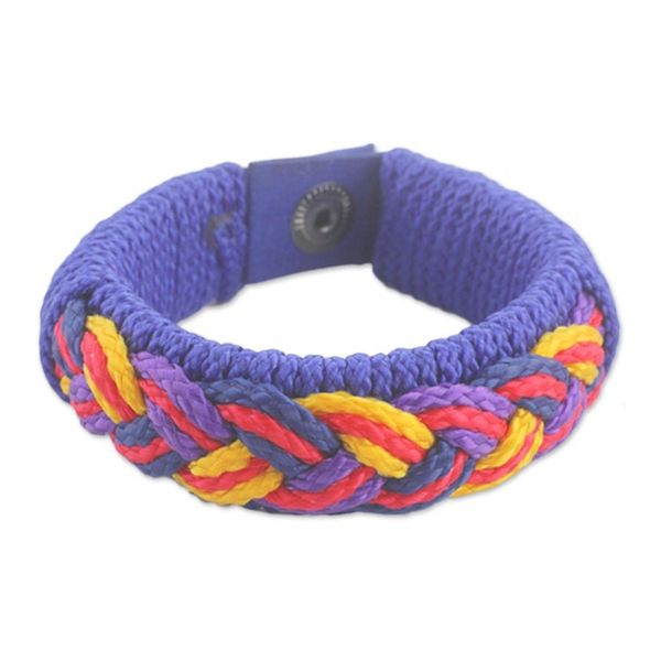 Alternate image for Mens Multi-Color Braided Cord Wristband Bracelet Accord