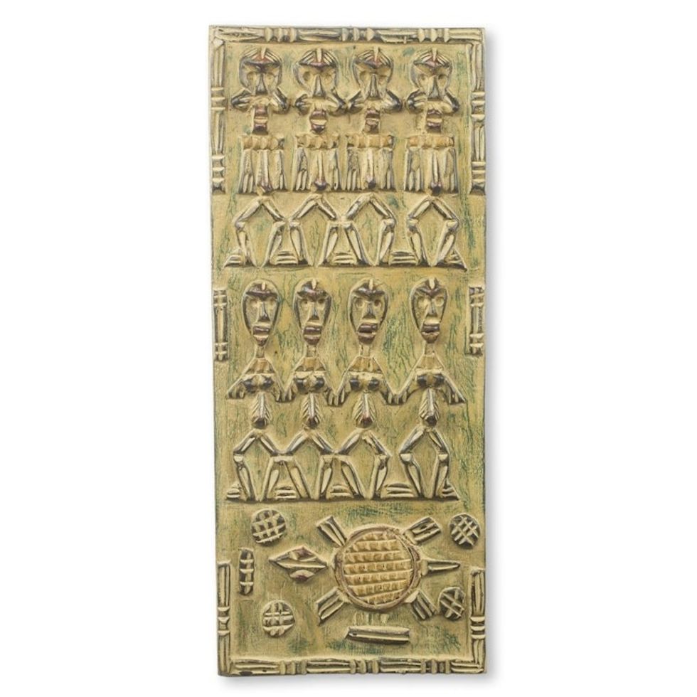 Unique Hand Crafted African Calabash Relief Panel 'Balase Dogon Board'
