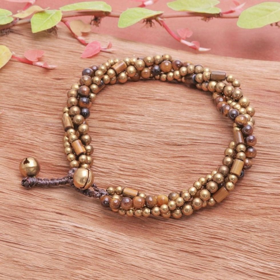 Multi-Strand Tiger's Eye Beaded Bracelet from Thailand 'Earthen Beads'
