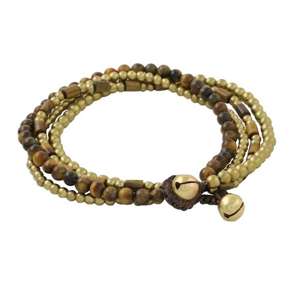 Alternate image for Multi-Strand Tigers Eye Beaded Bracelet from Thailand Earthen Beads