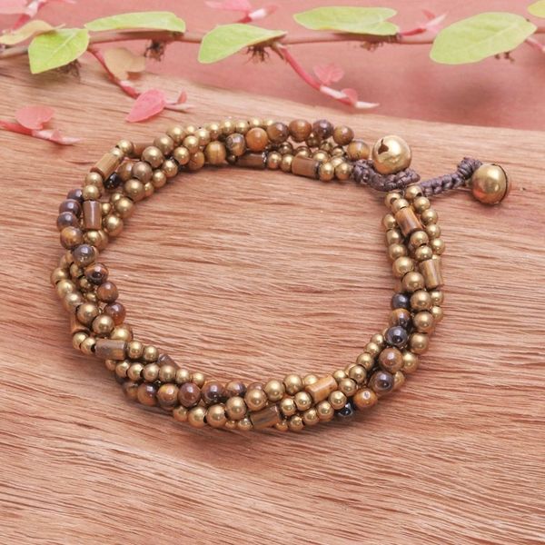Alternate image for Multi-Strand Tigers Eye Beaded Bracelet from Thailand Earthen Beads