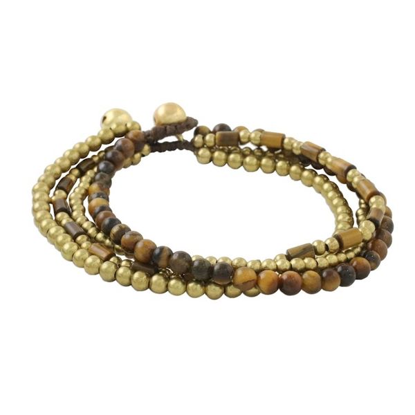 Alternate image for Multi-Strand Tigers Eye Beaded Bracelet from Thailand Earthen Beads