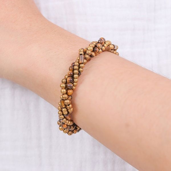 Alternate image for Multi-Strand Tigers Eye Beaded Bracelet from Thailand Earthen Beads
