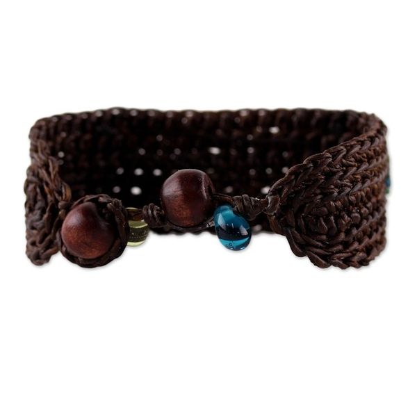 Alternate image for Brown Brass and Reconstituted Turquoise Wristband Bracelet Siam Fortress