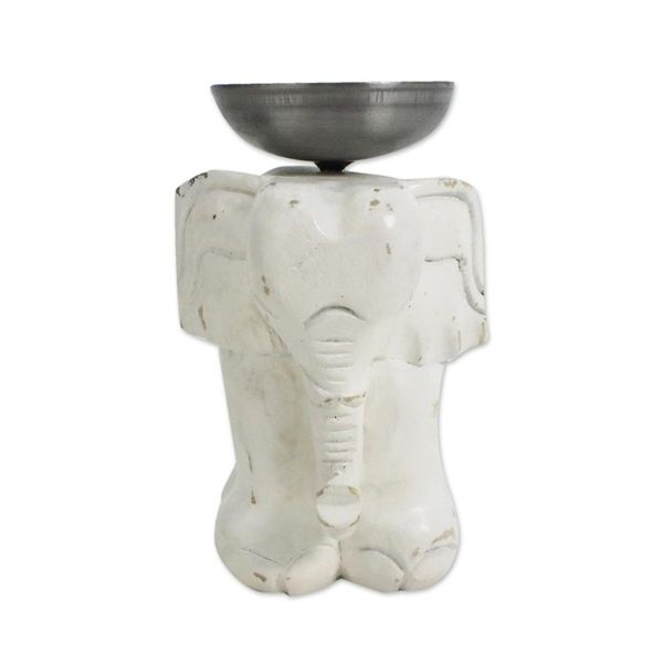 Alternate image for Whitewashed Wood Elephant Tealight Candle Holder Elegant Elephant
