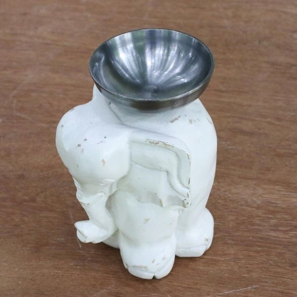 Alternate image for Whitewashed Wood Elephant Tealight Candle Holder Elegant Elephant