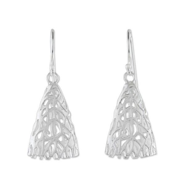 Alternate image for Coral-Themed Sterling Silver Dangle Earrings from Thailand Coral Cones