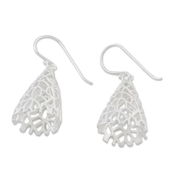 Alternate image for Coral-Themed Sterling Silver Dangle Earrings from Thailand Coral Cones