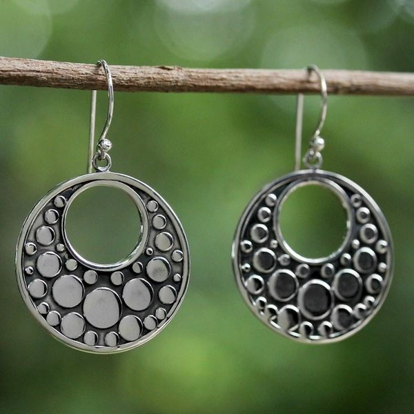 Alternate image for Sterling Silver Earrings with Circle Motifs from Thailand Happy Bubbles