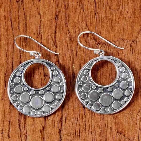 Alternate image for Sterling Silver Earrings with Circle Motifs from Thailand Happy Bubbles