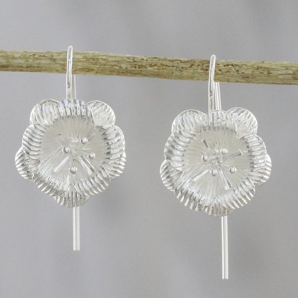 Alternate image for Floral Sterling Silver Drop Earrings from Thailand Tasteful Blossoms